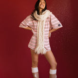 Fancy Button Shorts - Candy Cane Stripes