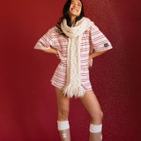 Fancy Button Shorts - Candy Cane Stripes