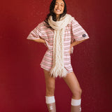 Fancy Button Shorts - Candy Cane Stripes