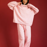 Fancy Oversized Fleece Embroidered Rolled Neck - Gumdrop