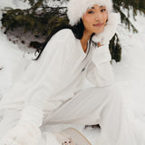 Fancy Buttoned Waffle Long Sleeve - Snow White