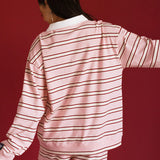 Fancy Striped Button-Collar Top - Candy Cane Stripes