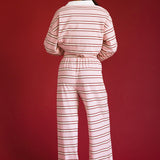 Fancy Striped Button-Collar Top - Candy Cane Stripes