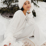 Fancy Buttoned Waffle Long Sleeve - Snow White