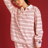 Fancy Striped Button-Collar Top - Candy Cane Stripes