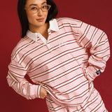 Fancy Striped Button-Collar Top - Candy Cane Stripes