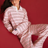 Fancy Striped Button-Collar Top - Candy Cane Stripes