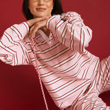 Fancy Striped Button-Collar Top - Candy Cane Stripes