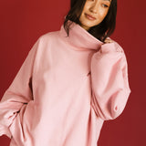 Fancy Oversized Fleece Embroidered Rolled Neck - Gumdrop