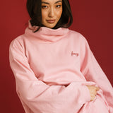 Fancy Oversized Fleece Embroidered Rolled Neck - Gumdrop