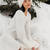 Fancy Buttoned Waffle Long Sleeve - Snow White