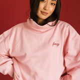 Fancy Oversized Fleece Embroidered Rolled Neck - Gumdrop