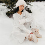 Fancy Buttoned Waffle Long Sleeve - Snow White