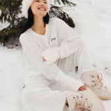 Fancy Buttoned Waffle Long Sleeve - Snow White