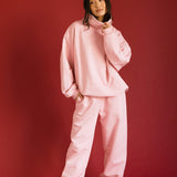 Fancy Oversized Fleece Embroidered Rolled Neck - Gumdrop