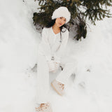 Fancy Buttoned Waffle Long Sleeve - Snow White