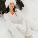 Fancy Buttoned Waffle Long Sleeve - Snow White