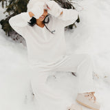 Fancy Buttoned Waffle Long Sleeve - Snow White