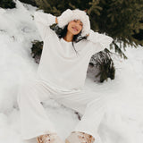 Fancy Buttoned Waffle Long Sleeve - Snow White