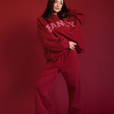 Fancy Fleece Wide Leg Sweatpants - Peppermint
