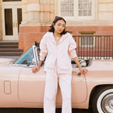 Fancy Fleece Straight Leg Drawstring Pants - Pearl Pink