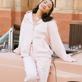 Fancy Split Zip Hoodie - Pearl Pink