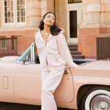 Fancy Fleece Straight Leg Drawstring Pants - Pearl Pink