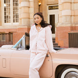 Fancy Split Zip Hoodie - Pearl Pink