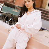 Fancy Split Zip Hoodie - Pearl Pink