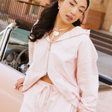 Fancy Split Zip Hoodie - Pearl Pink
