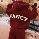 Fancy Split Zip Hoodie - Black Cherry
