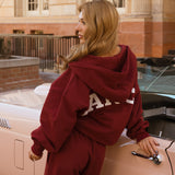 Fancy Split Zip Hoodie - Black Cherry