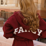 Fancy Split Zip Hoodie - Black Cherry