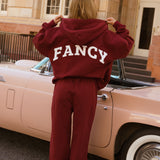 Fancy Split Zip Hoodie - Black Cherry