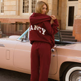 Fancy Split Zip Hoodie - Black Cherry