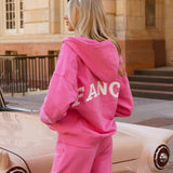 Fancy Split Zip Hoodie - Fuchsia Pink