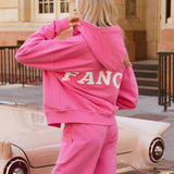Fancy Split Zip Hoodie - Fuchsia Pink
