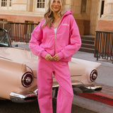 Fancy Split Zip Hoodie - Fuchsia Pink