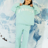 Fancy Fleece Wide Leg Sweatpants - Glacier Sky