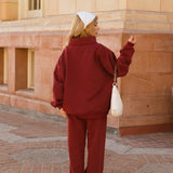 Fancy Oversized Fleece Rolled Neck Mockneck - Black Cherry