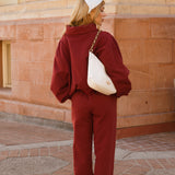 Fancy Oversized Fleece Rolled Neck Mockneck - Black Cherry