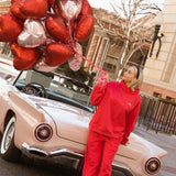 Fancy Fleece Straight Leg Drawstring Pants - Ruby Red