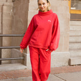 Fancy Fleece Straight Leg Drawstring Pants - Ruby Red