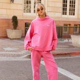 Fancy Fleece Straight Leg Drawstring Pants - Fuchsia Pink