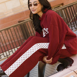 Fancy Fleece Heartline Wide Leg Sweatpants – Black Cherry