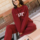 Fancy Oversized Fleece Heart Letters Mockneck - Black Cherry