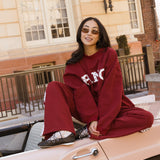 Fancy Oversized Fleece Heart Letters Mockneck - Black Cherry