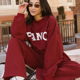 Fancy Oversized Fleece Heart Letters Mockneck - Black Cherry