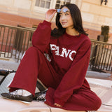 Fancy Oversized Fleece Heart Letters Mockneck - Black Cherry