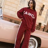 Fancy Oversized Fleece Heart Letters Mockneck - Black Cherry
